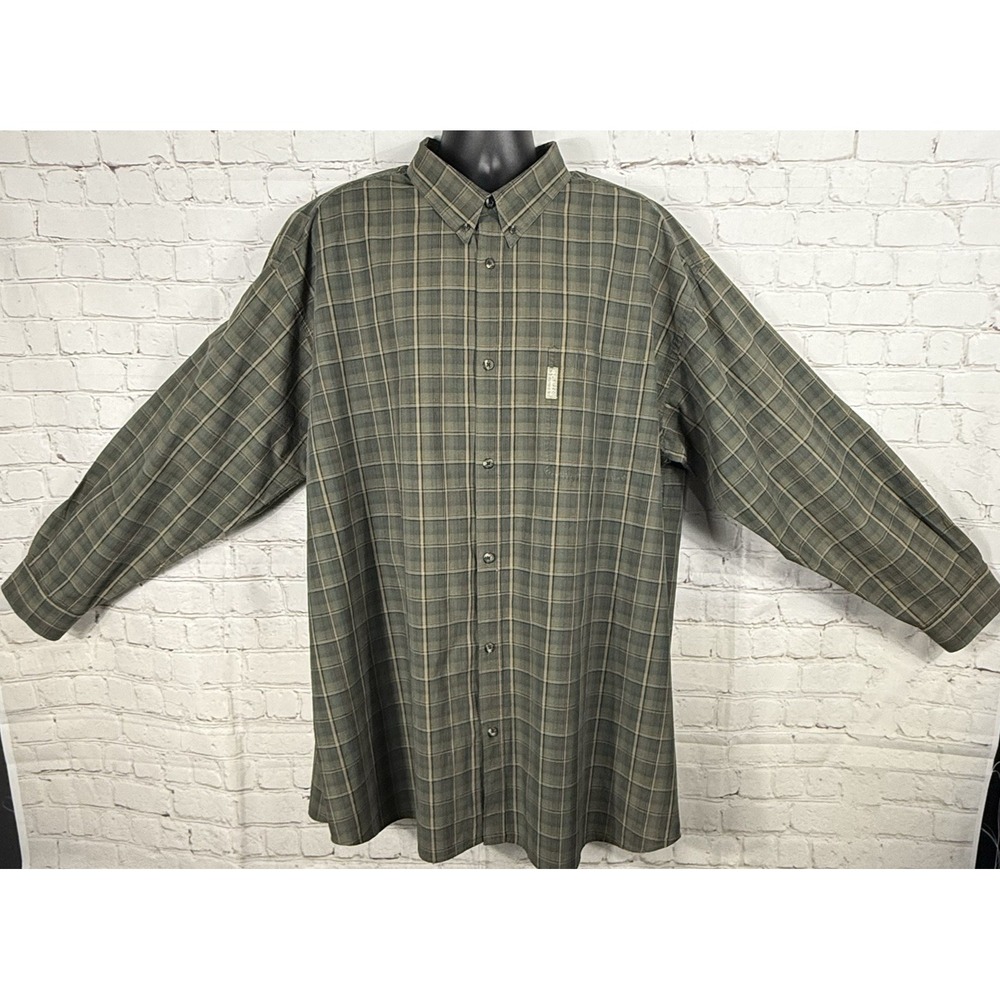 Columbia Sportswear Co. Shirt Men's 4XLT Button Down Long Sleeve Green Plaid